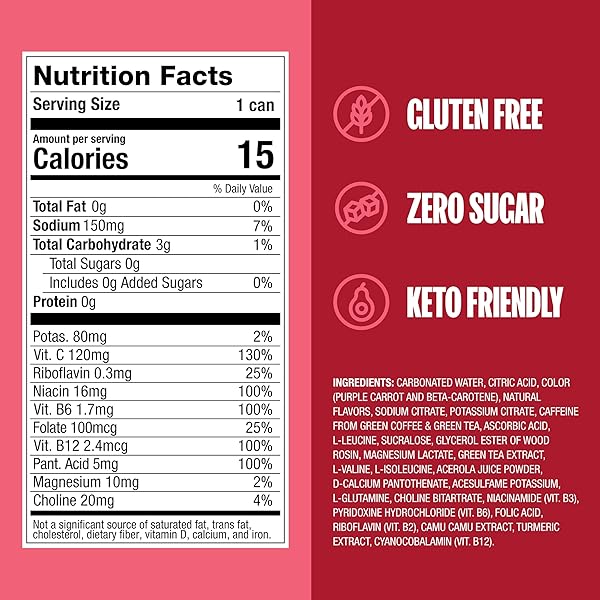 ZOA ZERO SUGAR ENERGY DRINK, CHERRY LIMEADE – SUGAR FREE WITH ELECTROLYTES, HEALTHY VITAMIN C, AMINO ACIDS, ESSENTIAL B-VITAMINS, AND CAFFEINE FROM GREEN TEA – 16 FL OZ (12-PACK)