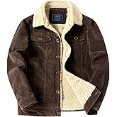 LOUECHY Men's Corduroy Sherpa Lined Trucker Jacket Thickened Warm Winter Coats