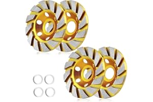 GOLDEN PEARL 4 Inch Concrete Stone Ceramic Turbo Diamond Grinding Cup Wheel,12 Segs Heavy Duty Angle Grinder Wheels for Angle Grinder-4pcs