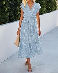 BTFBM Women Summer Bohemian Floral Casual Wrap V