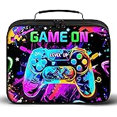 Gamer Lunch Box for Boys, Insulated Reusable Video Game Lunch Bag Portable Waterproof Leakproof Lunch Tote Bag Game boy Lunch Box for School Picnic Travel Back to School Gifts (big game on)