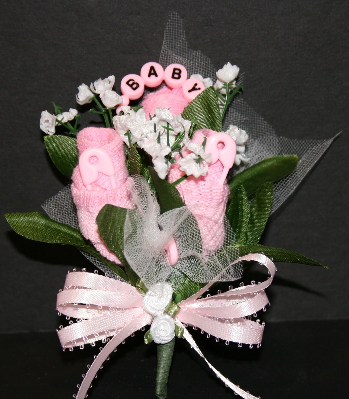 Pink Baby Bracelet Sock Corsage / It's a Girl / Baby Shower