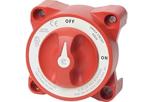 Blue Sea Systems 9003E e-Series Single Circuit On/Off Compact Battery Switch, 32V DC, 325A, Red