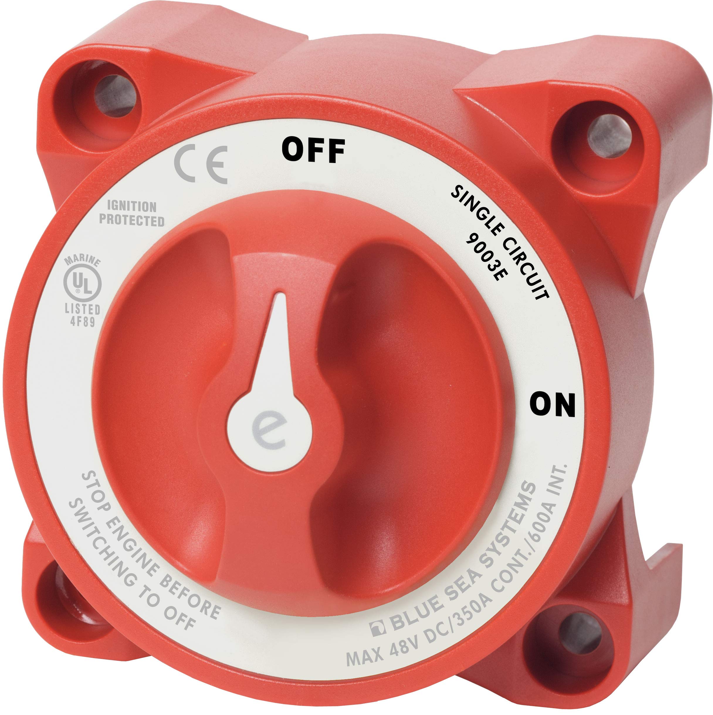 Photo 1 of Blue Sea Systems 9003E e-Series Single Circuit On/Off Compact Battery Switch, 32V DC, 325A, Red