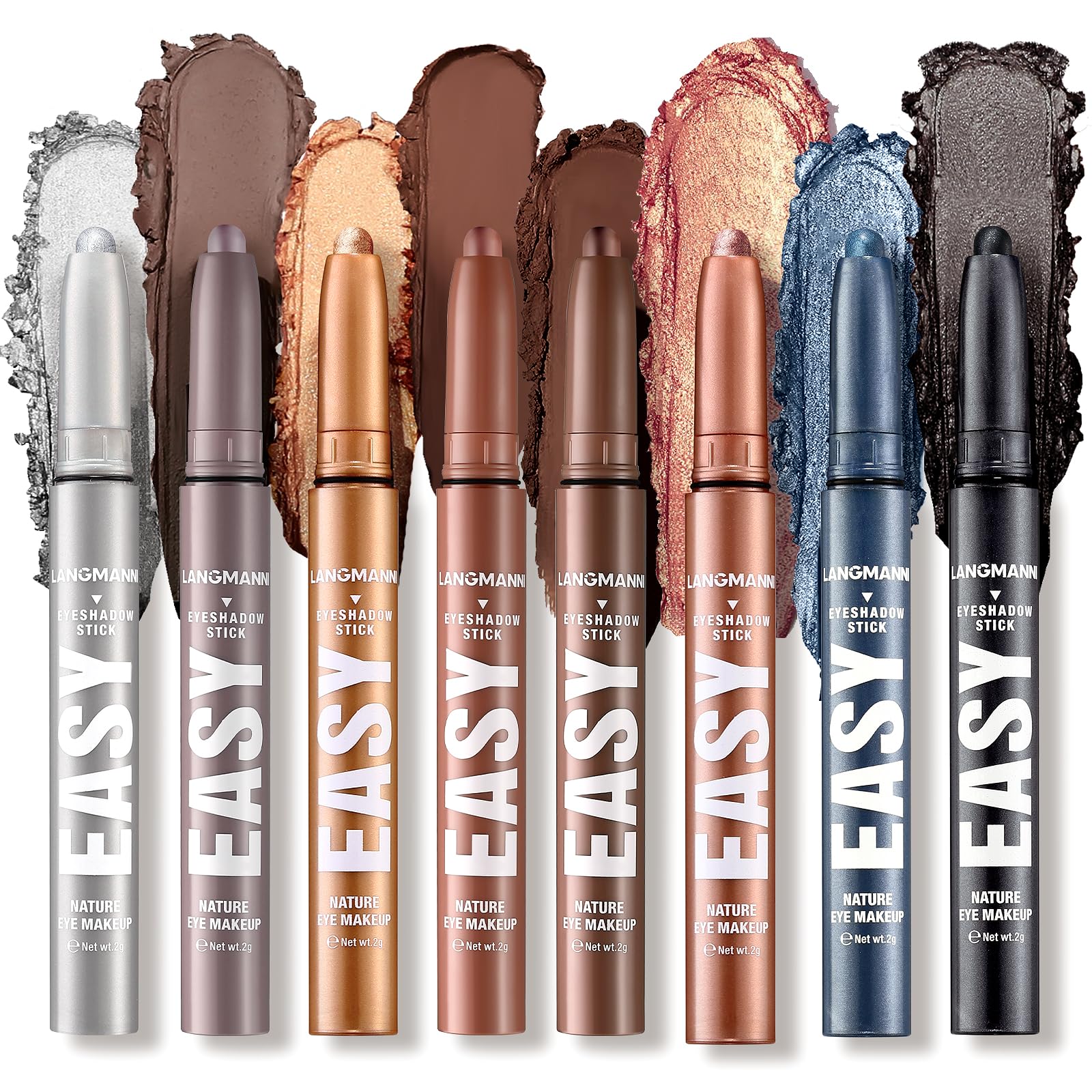 LANGMANNI Eyeshadow Stick, 6 PCS Multi-Color Eyeshadow Pen Set, Creamy Long-Lasting Eye Makeup Kit, Natural & Shimmer Shades Contour Stick, Perfect Gifts For Women (#F-8 Colors) — image 1