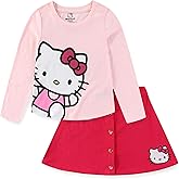 Hello Kitty Sanrio Girls Long Sleeve Shirt and Corduroy Skirt Set for Big Kids