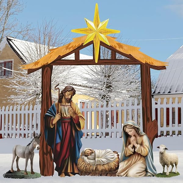KIGLEY 6 PCS CHRISTMAS OUTDOOR NATIVITY SET 81″...