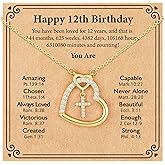 ESPVO Happy 6th 7th 8th 9th 10th 11th 12th 13th Birthday Necklace Gifts for Girls, 14K Gold Plated Necklace Religious Christian Jewelry for Her 16+3 Inches