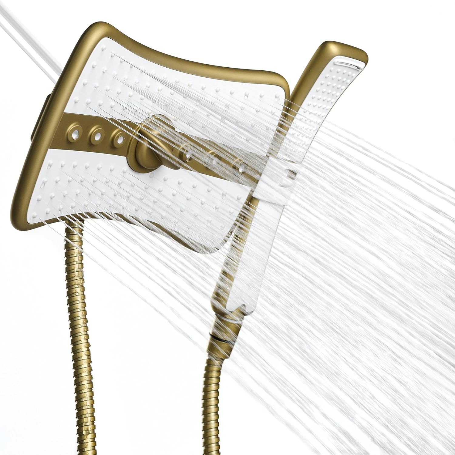 AKDY 9 Rectangular Quad Function Rainfall Jet Shower Head & Wand Combo