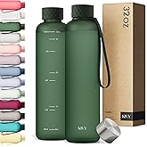 KIVY Slim Water Bottle 32oz [Lightweight & Shatterproof] Fits Backpack & Cupholder for Travel, Sports, School, Gym - Dark green - Gym water bottle screw top - Dishwasher Safe