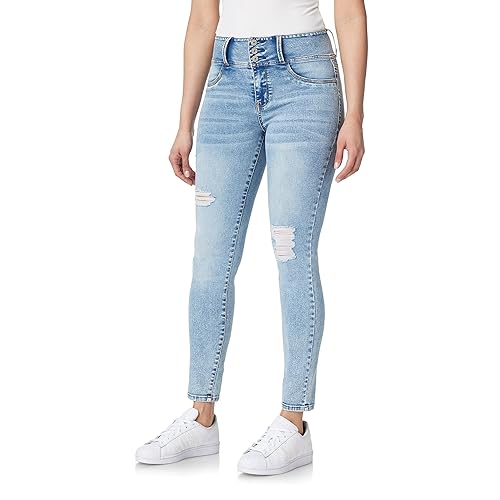 WallFlower Women's Sassy Skinny High-Rise Insta Soft Juniors Jeans (Standard and Plus), Ewan, 13