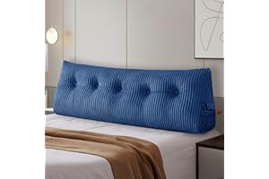 SLIGUY Large Headboard Pillow Headboard Wedge Pillow Bed Rest Reading Pillow Bolster Triangular Pillow for Sitting in Bed-Backrest Positioning Support Long Pillow for Daybed (Queen: 59x8x20 Inches,Blue)