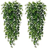 GANBDONGH 2 Pcs Artificial Hanging Plants Faux Eucalyptus Vine Plant UV Resistant Outdoor Plants for Indoor Outdoor Yard Wedding Terrace Porch Decoration