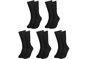 Falari Men Dress Socks 5-Pack Plain Rib Black Dress Socks Cotton Crew Socks Size 10-13