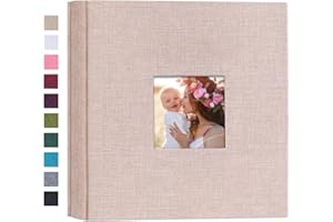Mublalbum Small Photo Album 4x6 200 Photos Linen Cover Picture Book with Horizontal Pockets for Wedding Family Anniversary and Baby (Beige)