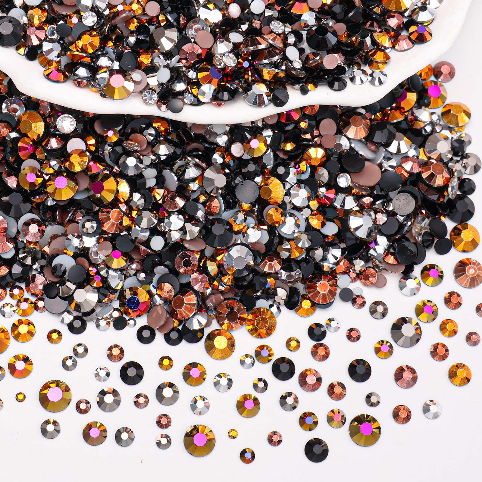 Photo 1 of 15000 Pcs Gold Resin Rhinestones for Crafting, Flatback 2-6 mm Gems Jelly Rhinestones, Mixed Sizes Black Bedazzling Gems Crystal for Nail Art Face Makeup Craft DIY Accessories