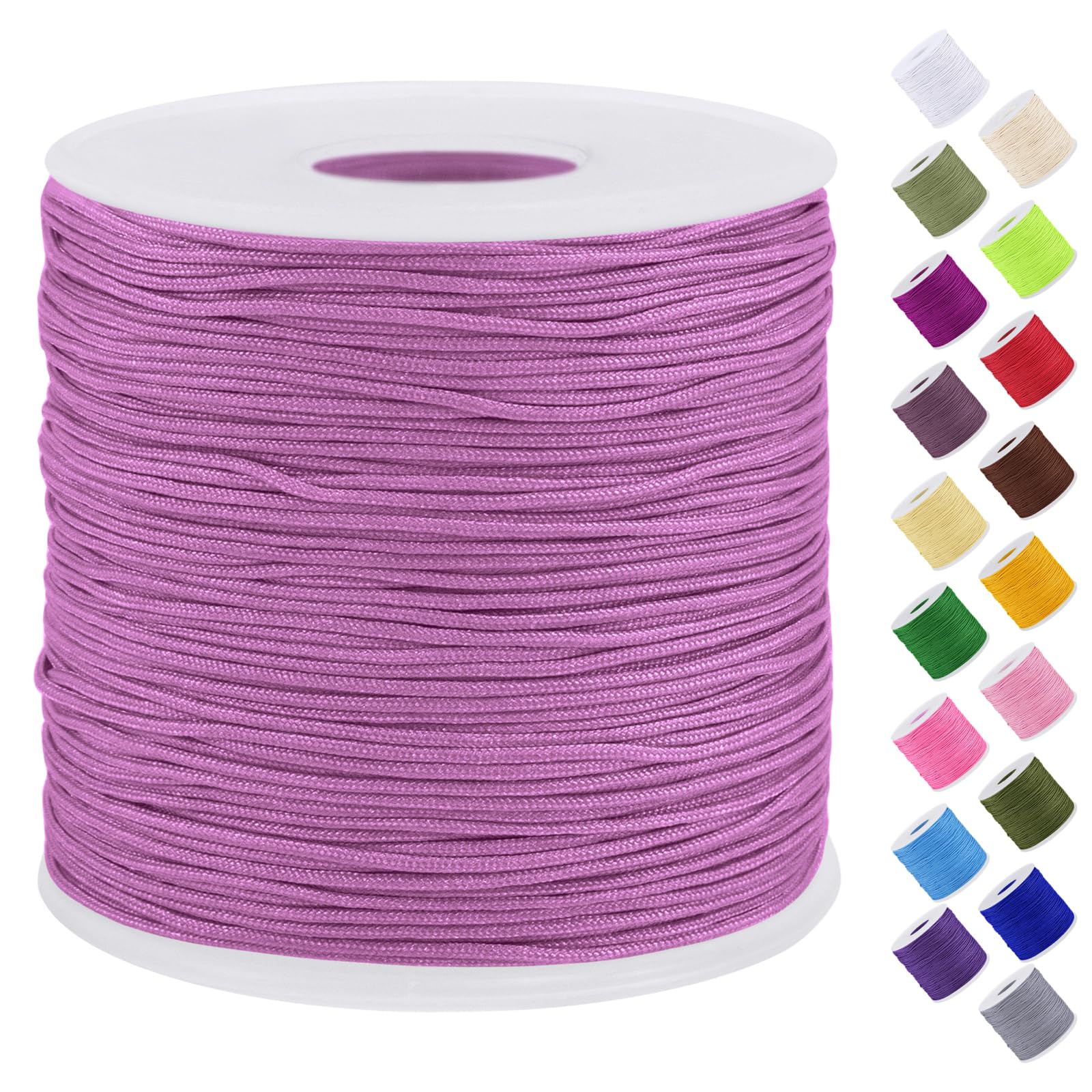Uiopa Nylon Cord, 0.7mm x 131 Yards Nylon String for Bracelet Making, Beading Thread Bracelet Cord for Necklace, Jewellery Making, Macrame, DIY Crafts, Light Purple