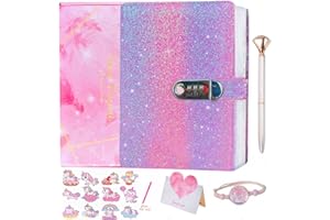 Luolizon Diary with Lock,Journal for Girls and Women,A5 Notebook Kids Journal with Lock for 8 9 10 11 12 Years Old Girls,Password Locked Journals,Diary Gifts Set for Ages 8-12 Teenage