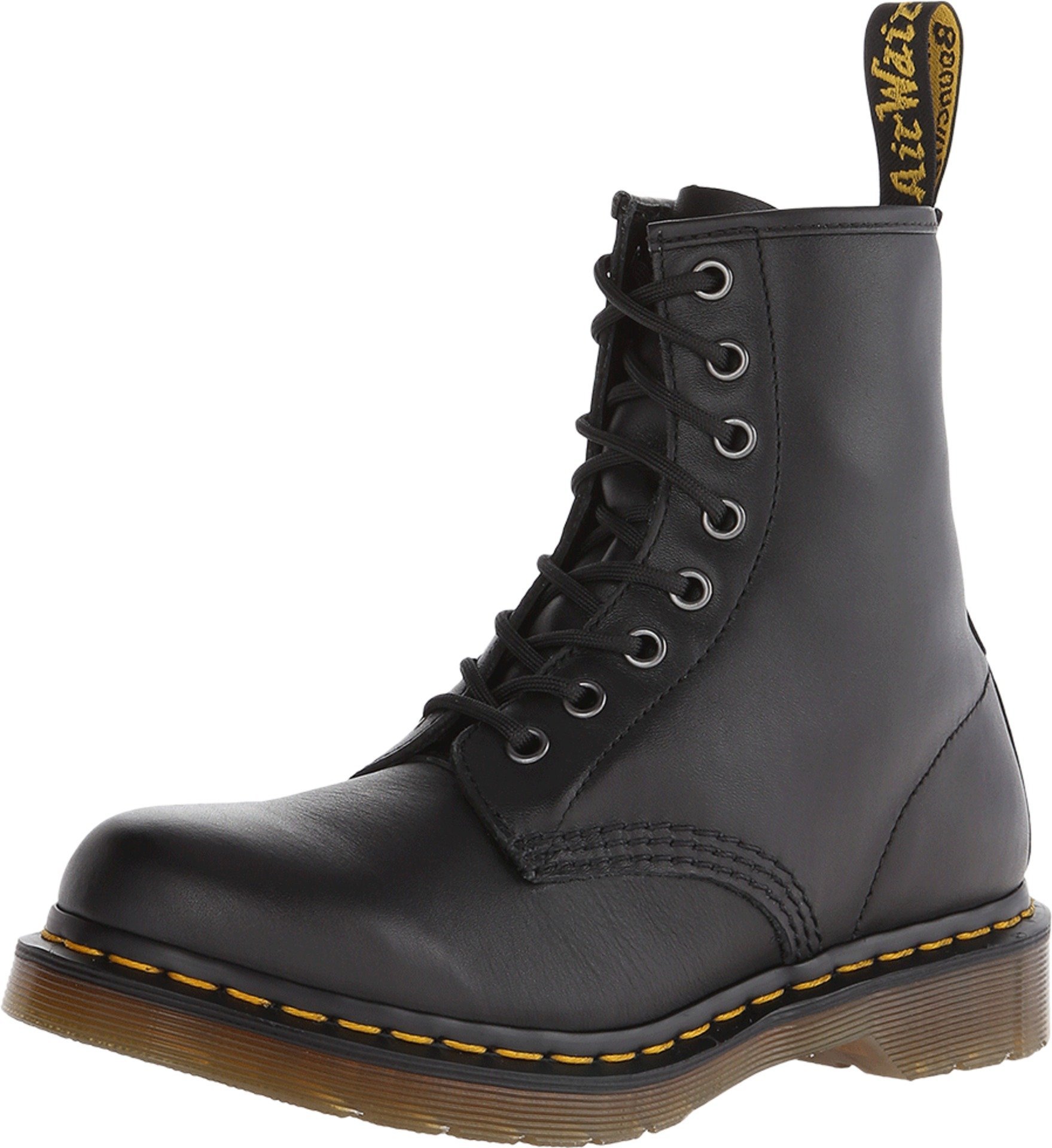 Dr. Martens 1460 W, Botas de Piel de Napa con 8 Ojales para Mujer, Negro, 9