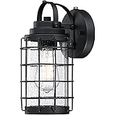 Westinghouse 6122300 Jupiter Point Vintage-Style One Light Outdoor Wall Fixture with Dusk to Dawn Sensor, Textured Black Fini