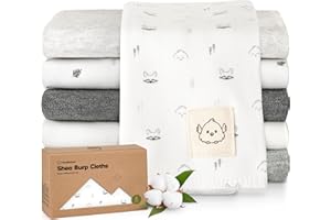 Organic Burp Cloths Baby Boy, Girl - 6-Pack Large Cotton Burping Cloths for Babies, Spit Up Rags, Super Absorbent, Ultra Soft