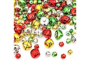 KIGEAPUEL 120 Pcs Jingle Bells for Crafts Christmas Jingle Bells, Multicolored Bulk Sound Craft Bells for Christmas Festival Decorations DIY Project(0.5inch, 1inch)