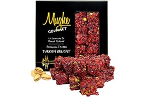 Mughe Gourmet Luxury Zereshk Barberry Turkish Delight with Pistachios and Pomegranate Flavor 360g/13oz - Gourmet Gift Box - S