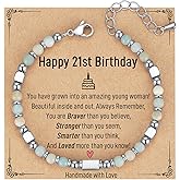 AryaHozel 4mm Natural Stone Bracelet with Birthday Cards, 6-21 Year Old Birthday Gifts for Girls Daughter Granddaughter Niece Sister Women Friends