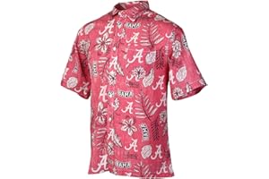 Wes and Willy Mens College Sports Fan Shirt Hawaiian-Vintage Floral Short Sleeve Button Down