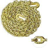 YATOINTO G80 Transport Binder Chain 5/16 Inch x 20 Foot Safety/Binder Chain with Clevis Grab Hooks 4,900 lbs Safe Working Load Logging Chain for Transporting Towing Tie Down Binding Equipment