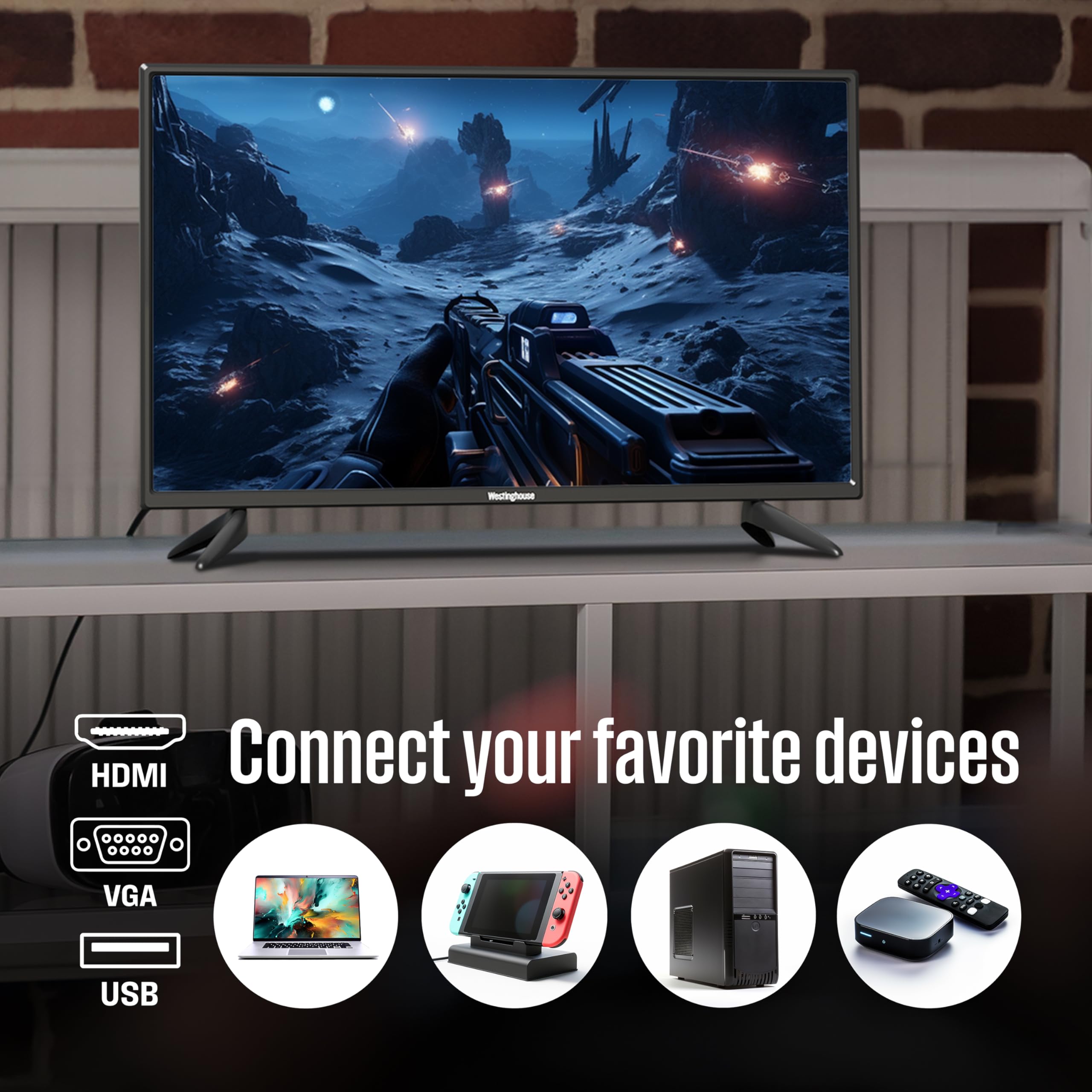 Westinghouse 24 Inch TV, HD LED Small Flat Screen Non-Smart Television, Works with Fire Stick, Roku, Apple TV, TiVo, Xumo, and Streaming Devices