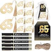 Spakon 25 Set 65th Birthday Party Favor for Guest Anniversary Party Favor Golden Birthday Bookmark Thanks for Coming Pen with Tag Appreciation Gifts for Women Men Wedding New Year