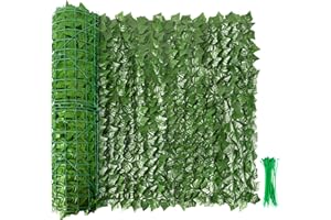 Whonline 98.4 X 39.4in Artificial Ivy Privacy Fence Screen, Expandable Faux Privacy Fence, Fake Ivy Leaves Hedge with 30pcs Zip Ties for Outdoor Apartment Decor