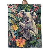 Cute Koala Throw Blanket Gifts for Women Girls Kids Adults, 50x60 in, Flannel Blankets for Bedroom, Camping, Couch, Room Decor, Fuzzy Warm Cozy Soft