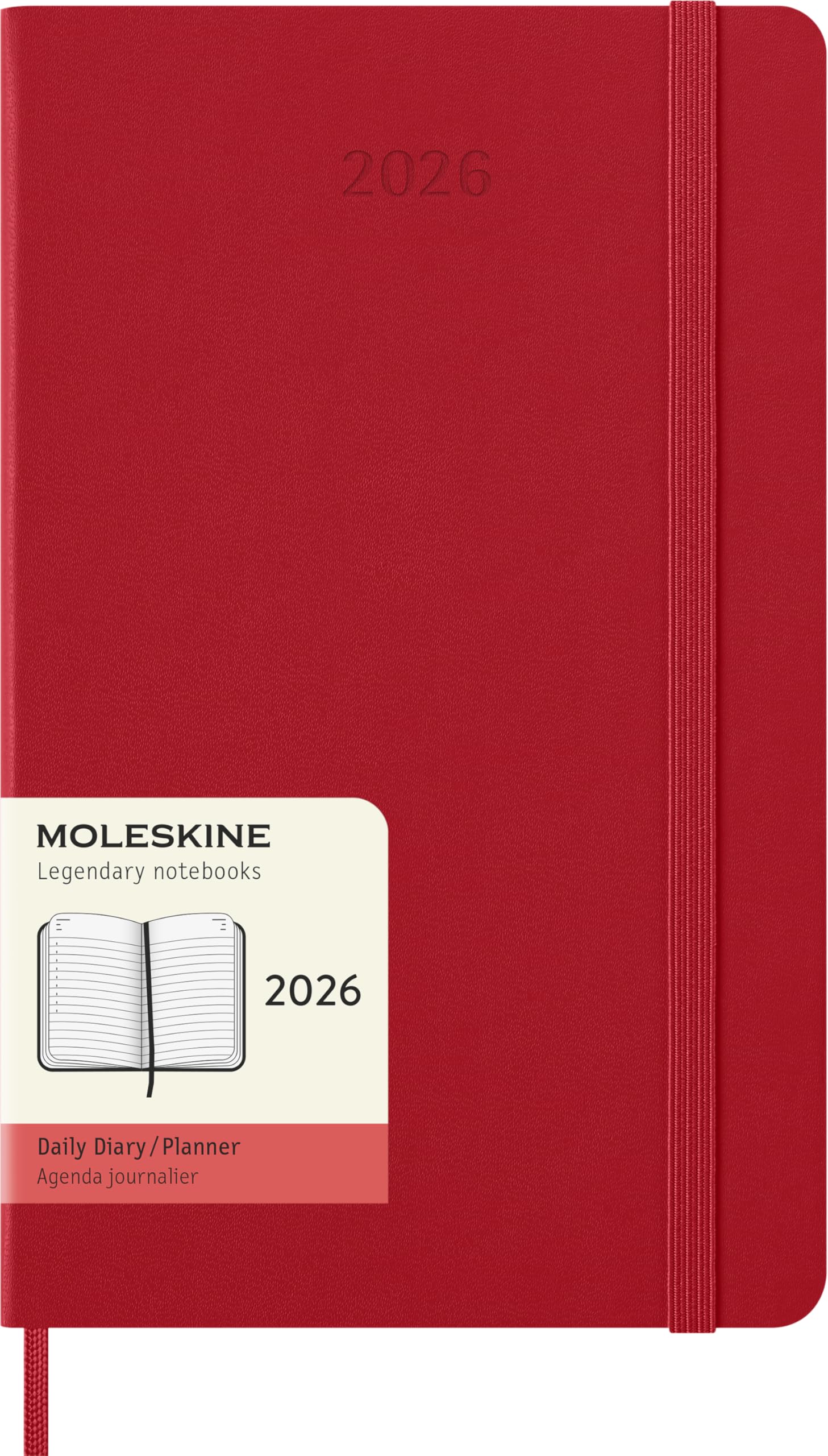Moleskine Classic 12 Month 2026 Daily Planner, Hard Cover, Large (5″ x 8.25″), Scarlet Red, 400 pages