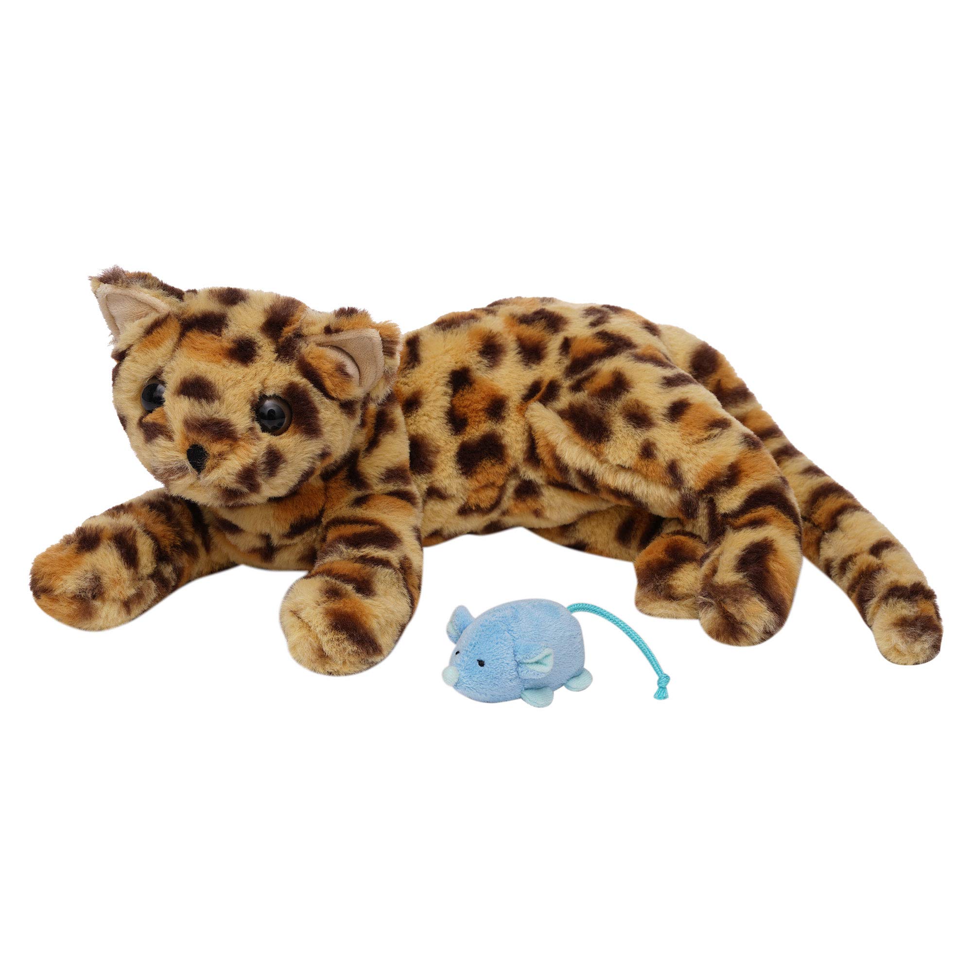 Manhattan Toy Loki Leopard Stuffed Animal Cat Front Paws and Magnetic Mouse Toy