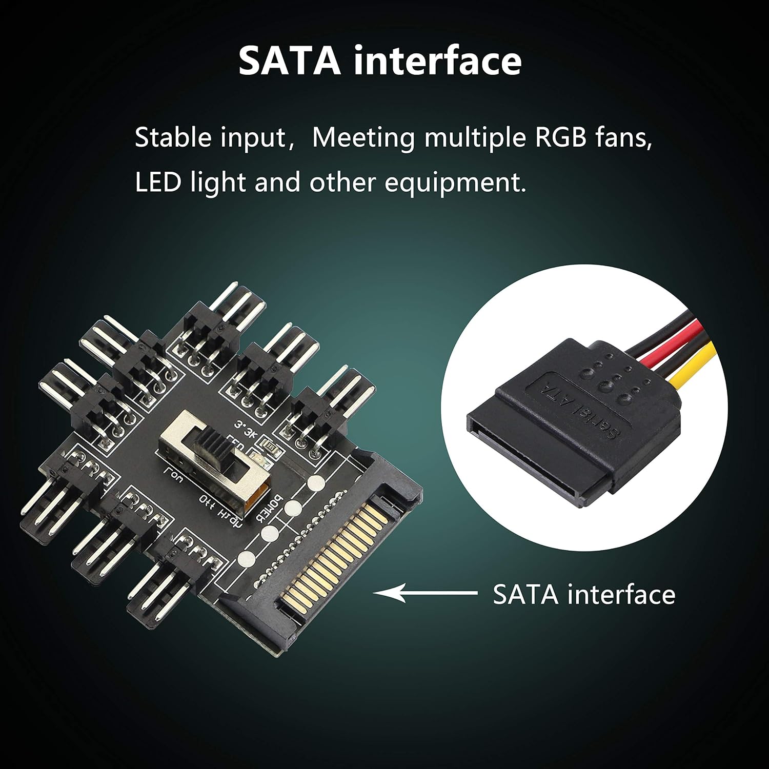 Honglei 8 Way Cooling Fan Hub Splitter,Gelrhonr 12V 3-Pin Motherboard ...