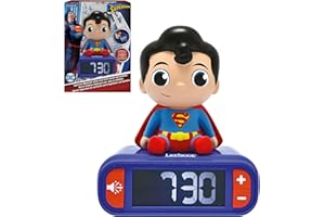 LEXiBOOK, Superman, Superman Night Light Alarm Clock, Sounds and Melodies, Backlit LCD Screen, Illuminated, Snooze, RL800SU