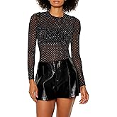 Forever 21 Womens Sheer Mesh Rhinestone Top