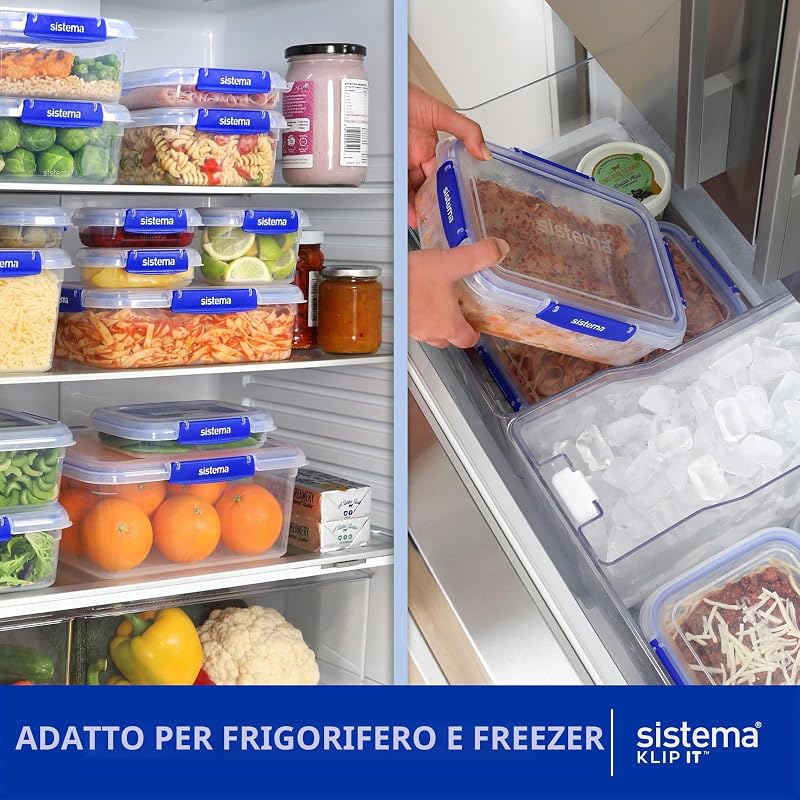 KLIP IT Contenitori per alimenti | Contenitori per la preparazione dei pasti impilabili ed ermetici | Scatole per il pranzo per la scuola e snack | 18 pz. (9 contenitori e coperchi)