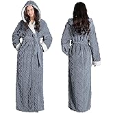 Oksun Womens Long Fleece Robe: Soft Fluffy Jacquard Warm Hooded Bathrobe