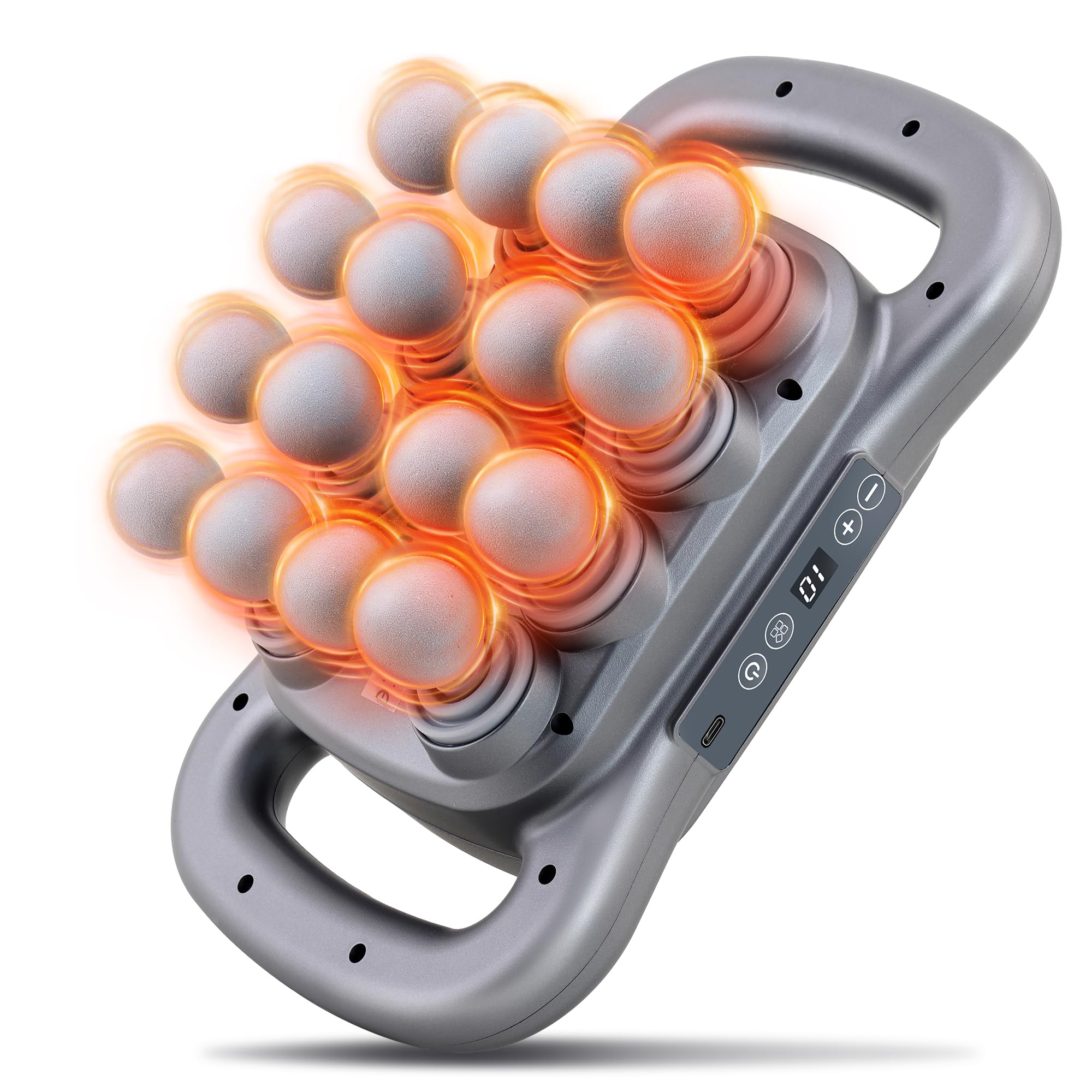 Photo 1 of GAXEZO 16-Head Massage Gun Set, Deep Tissue Percussion Massager, Electric Massage Tools with 9 Styles & Levels, Dark Grey