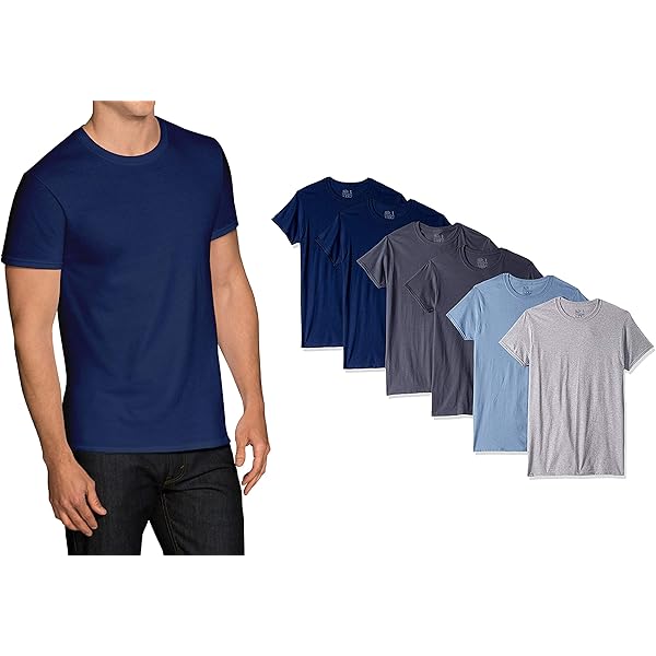 Fruit of the Loom Men's 6-Pack T-Shirts Crew Neck Tag Free Short