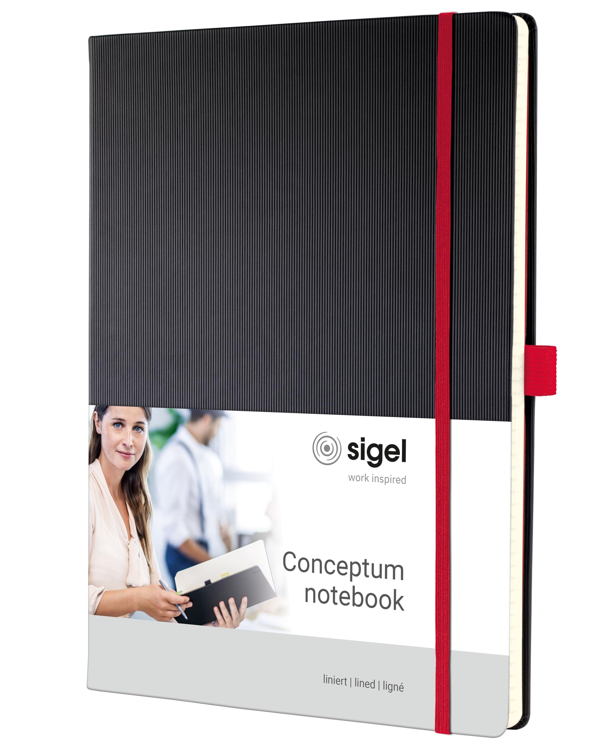 SIGEL CO661 Premium Notebook lined, A4, hardcover, Black, Red - Conceptum