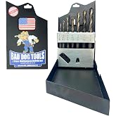 Bad Dog Tools 7 Piece Intro Multipurpose Drill Bit Set | USA Made, Drill Metal Wood Masonry Tile Stone Concrete, Carbide Titanium Cobalt Tip, Hex Shank, High Speed Bits w/Metal Case