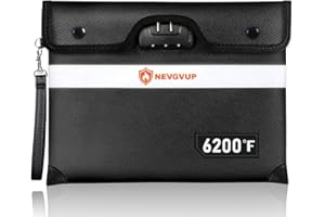 NEVGVUP 6200°F Upgraded Fireproof Document Bag with Lock, Fireproof Money Bag for Cash with Zipper/Reflective Strip, 9 Layer of Heat Insulated Material, Water Resistant Fire proof Bags for Documents,Fire Bags
