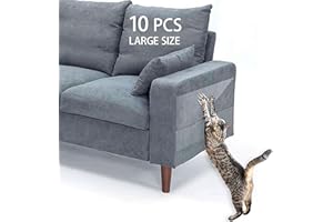 IRWU Cat Scratch Furniture Protector for Leather - 10 Pack Large Size Clear Smooth Anti Furniture Protectors from Cats Scratching Deterrent Tape, Cat Scratch Guard for Leather Couch/Sofa