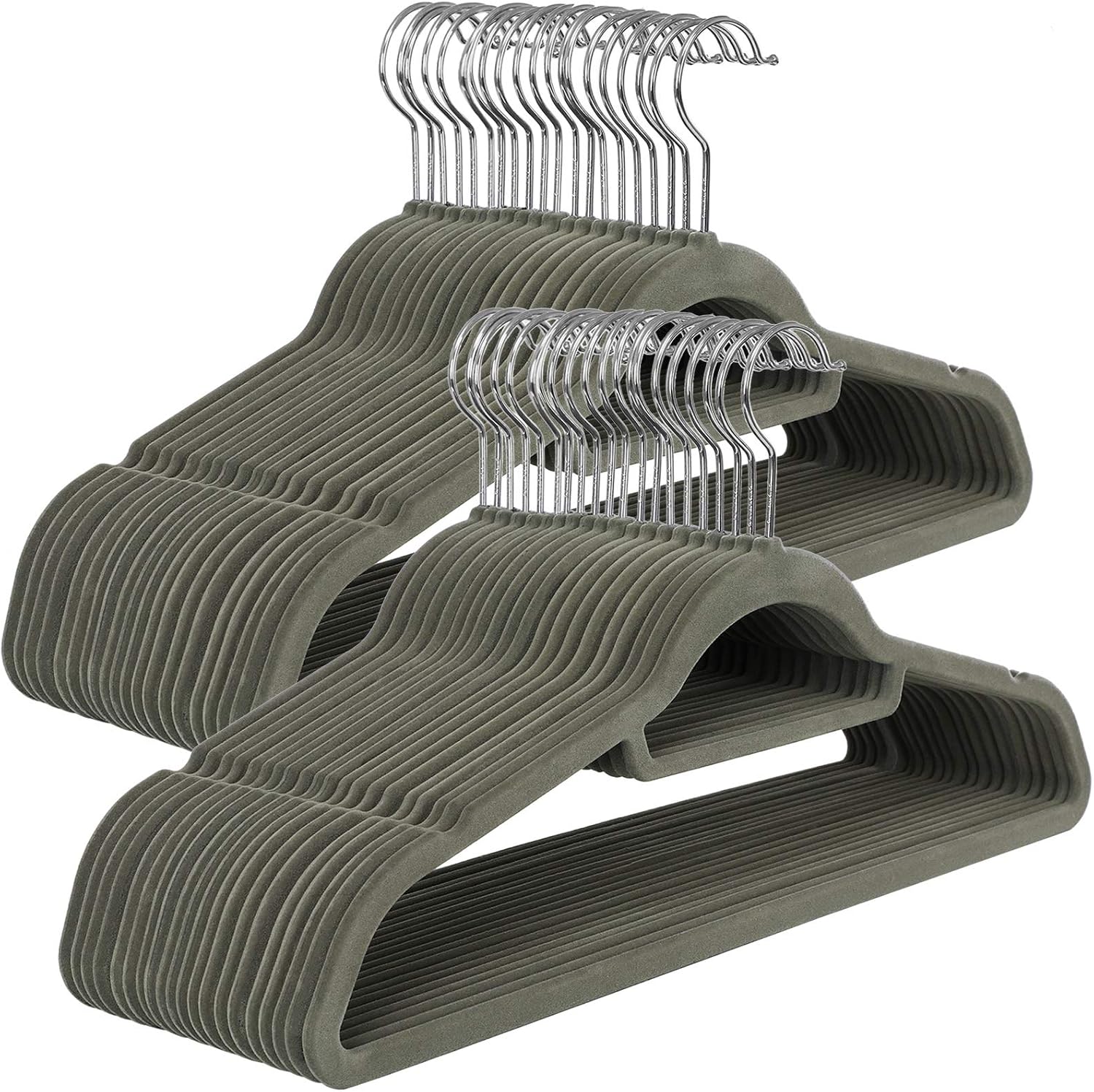 22 Cintres Velours Avec Crochet Doré Pivotant - Antidérapants, Ultra Fins Pour Gain De Place (Vert Foncé)