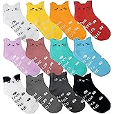 LOHO WONDERZ 12 Pairs Cat Socks, Colorful Animal Ankle Socks, Funny Novelty Cute Cat Claw Crew Gifts Sock for Women