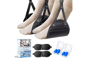 FHZRLP Airplane Foot Rest,Portable Foot Hammock for Plane Travel,Footrest for Airplane Travel,Adjustable Memory Foam Foot Sling,Office Leg Rest for Adults, Travel Essentials for Long Flight